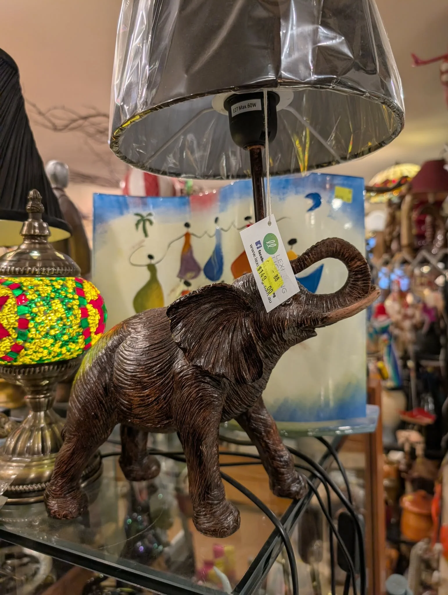 Elephant Table Lamp with Modern Shade