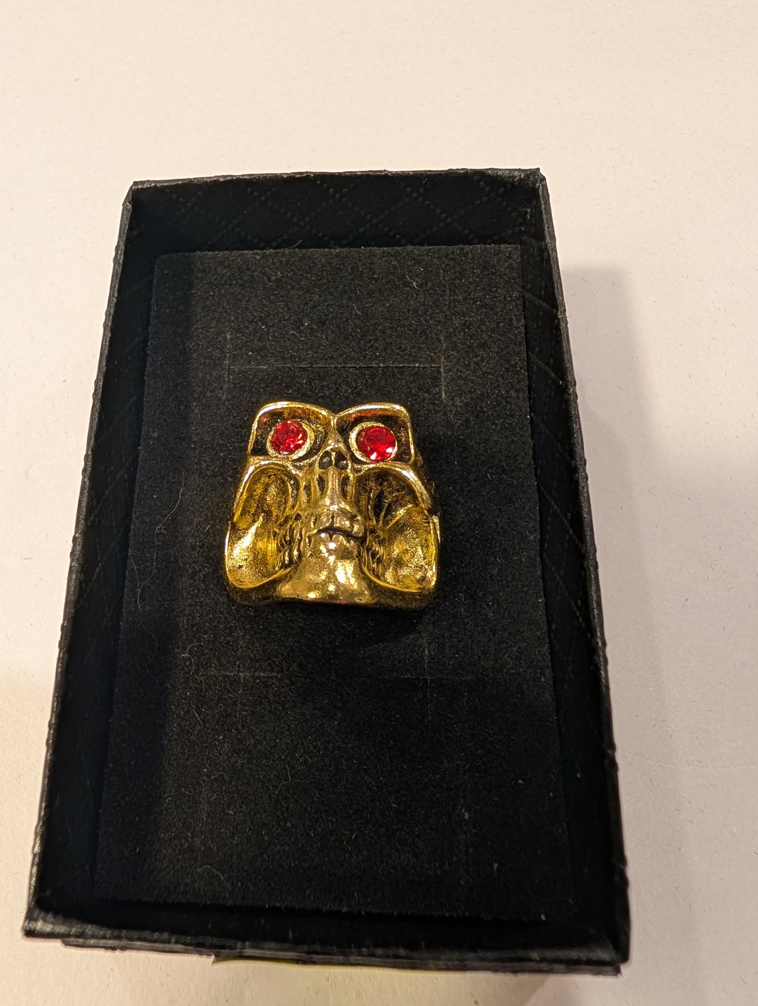 Gothic Gold Skull Gemstone Ring