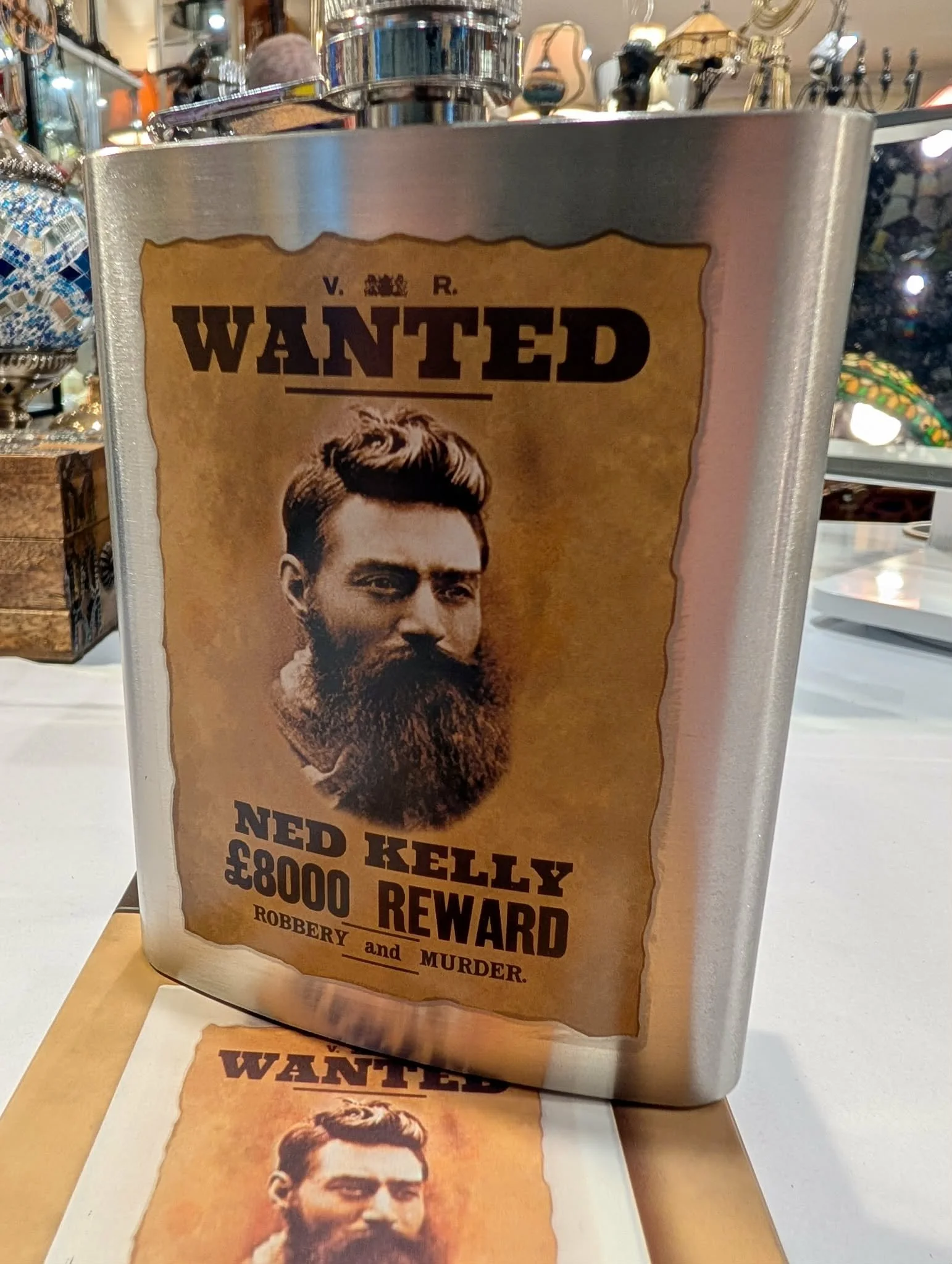 'Ned Kelly Wanted Poster' Stainless Steel Flask