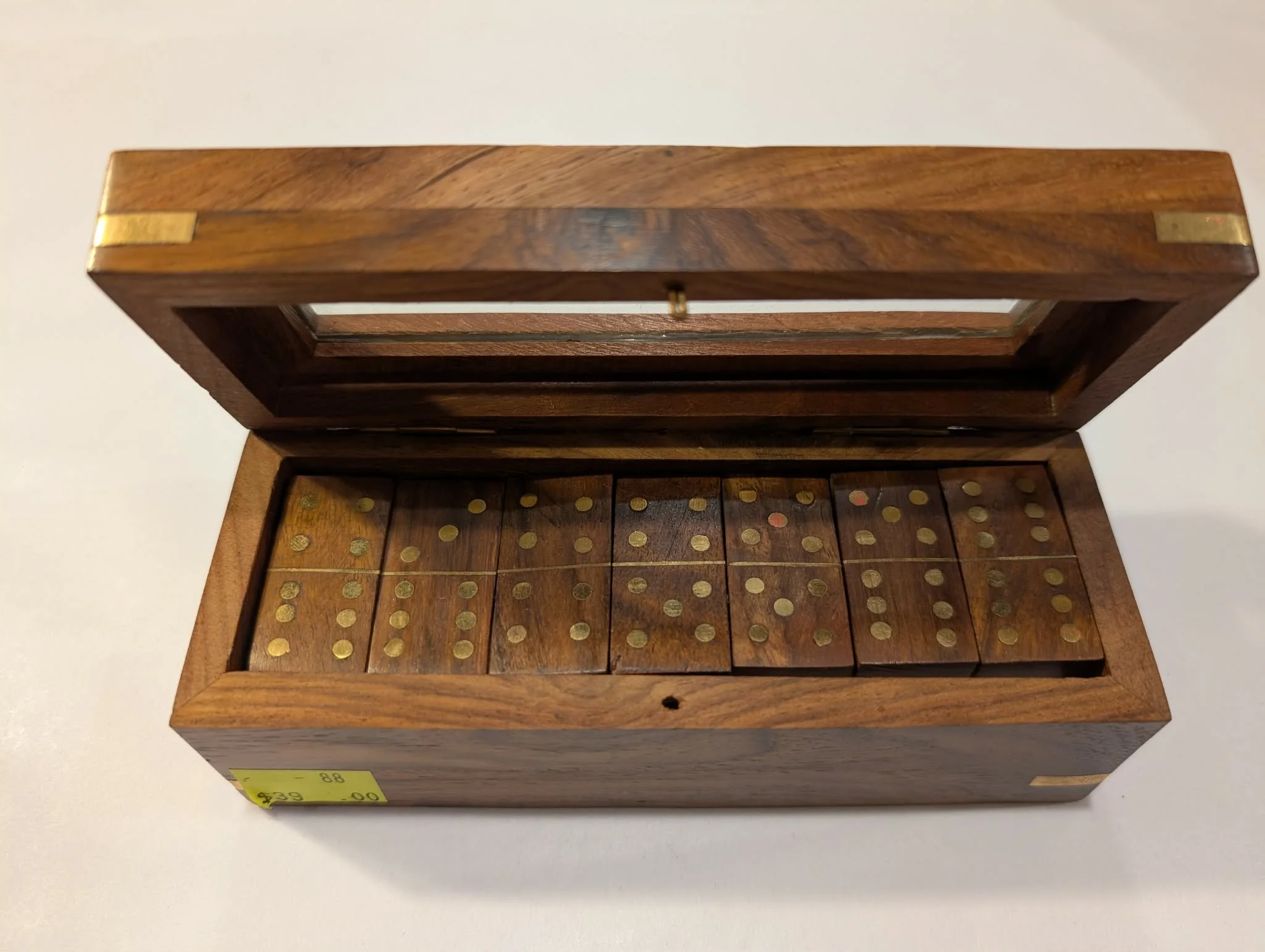 Luxury Handcrafted Wooden Domino Set with Brass Inlaid Storage Case