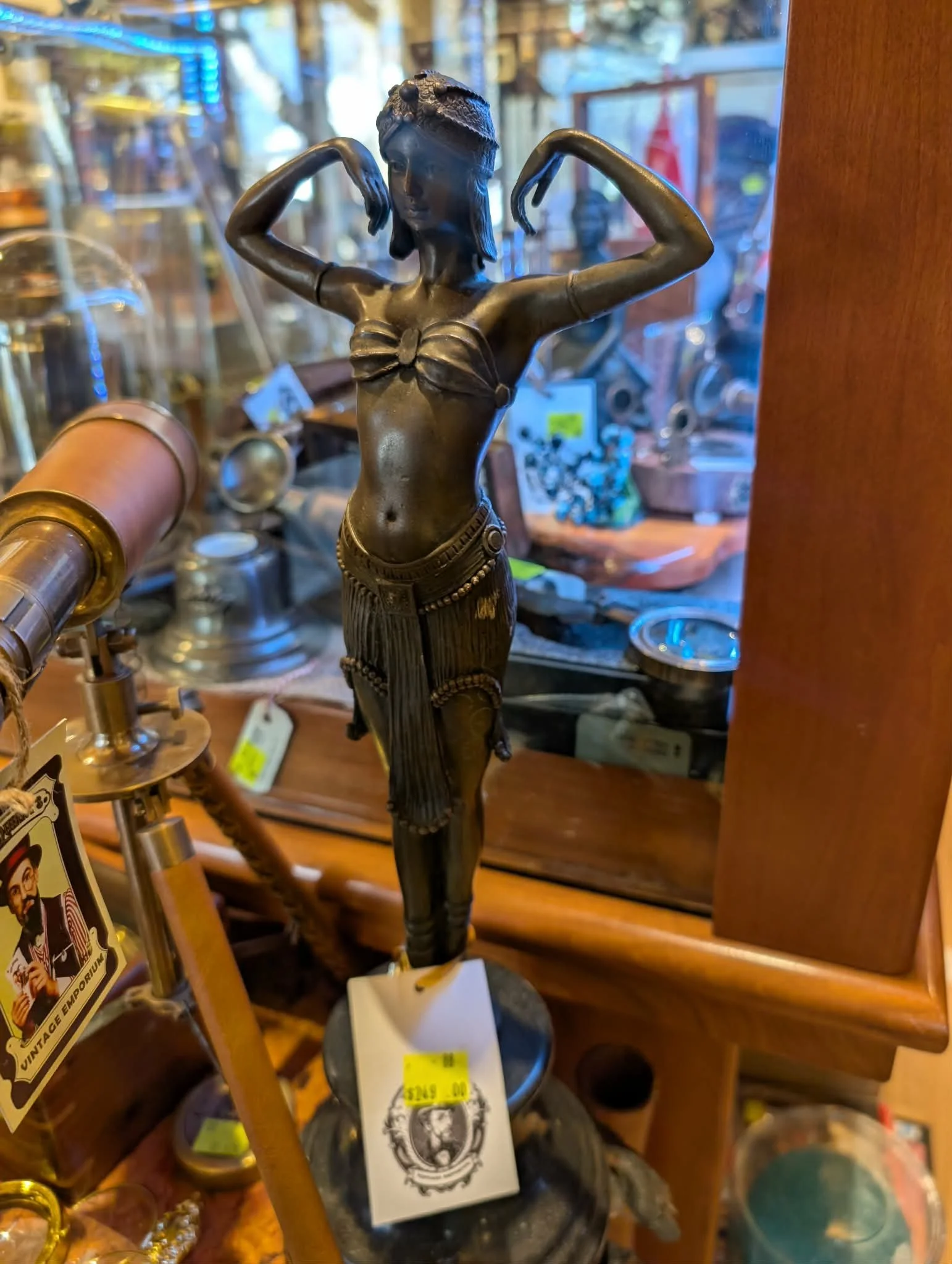 ART DECO MABLE BASED BRASS STATUE "SCARAB DANCER"
