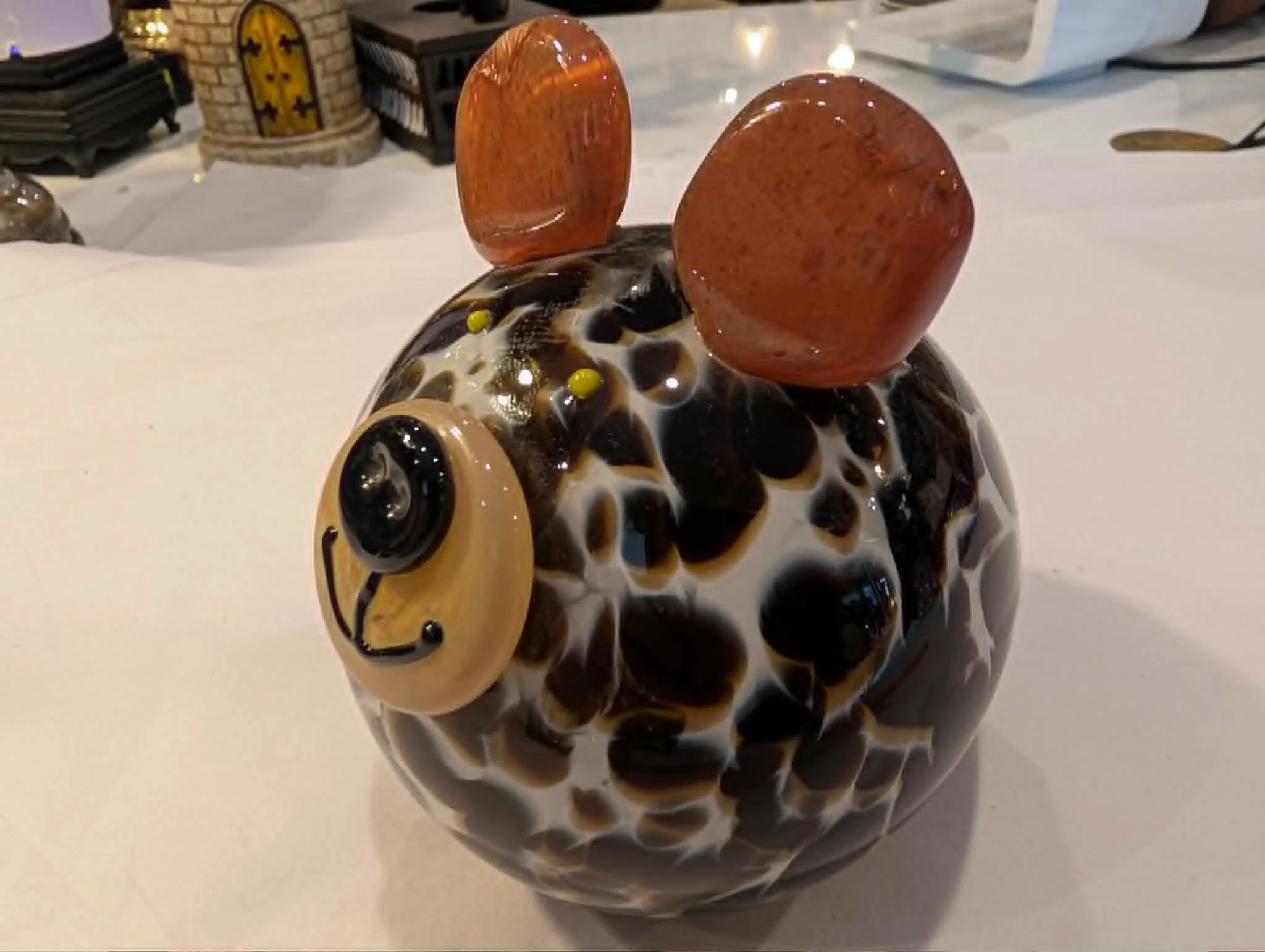 Handblown Art Glass Sculpture with Unique Swirl Design