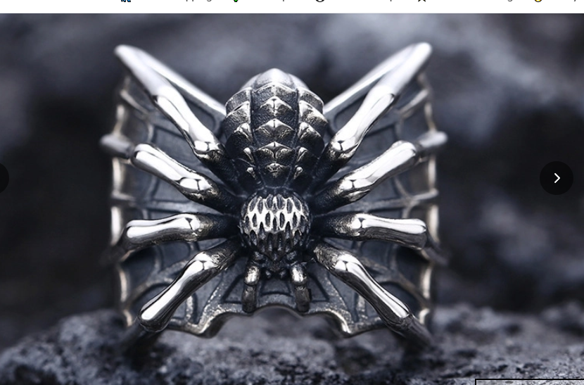 Gothic SILVER 925 Spider Statement Ring