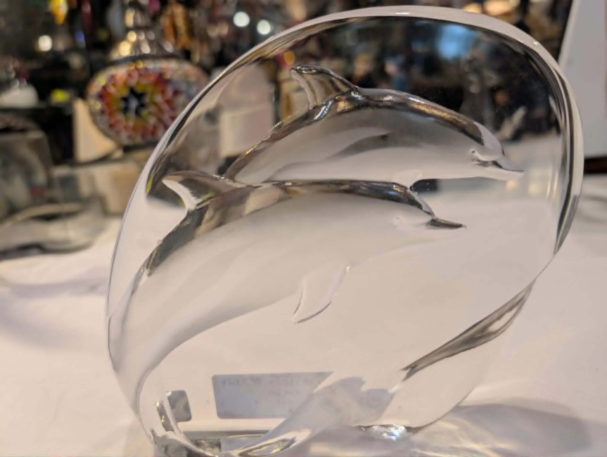 Swedish Crystal Dolphin Sculpture