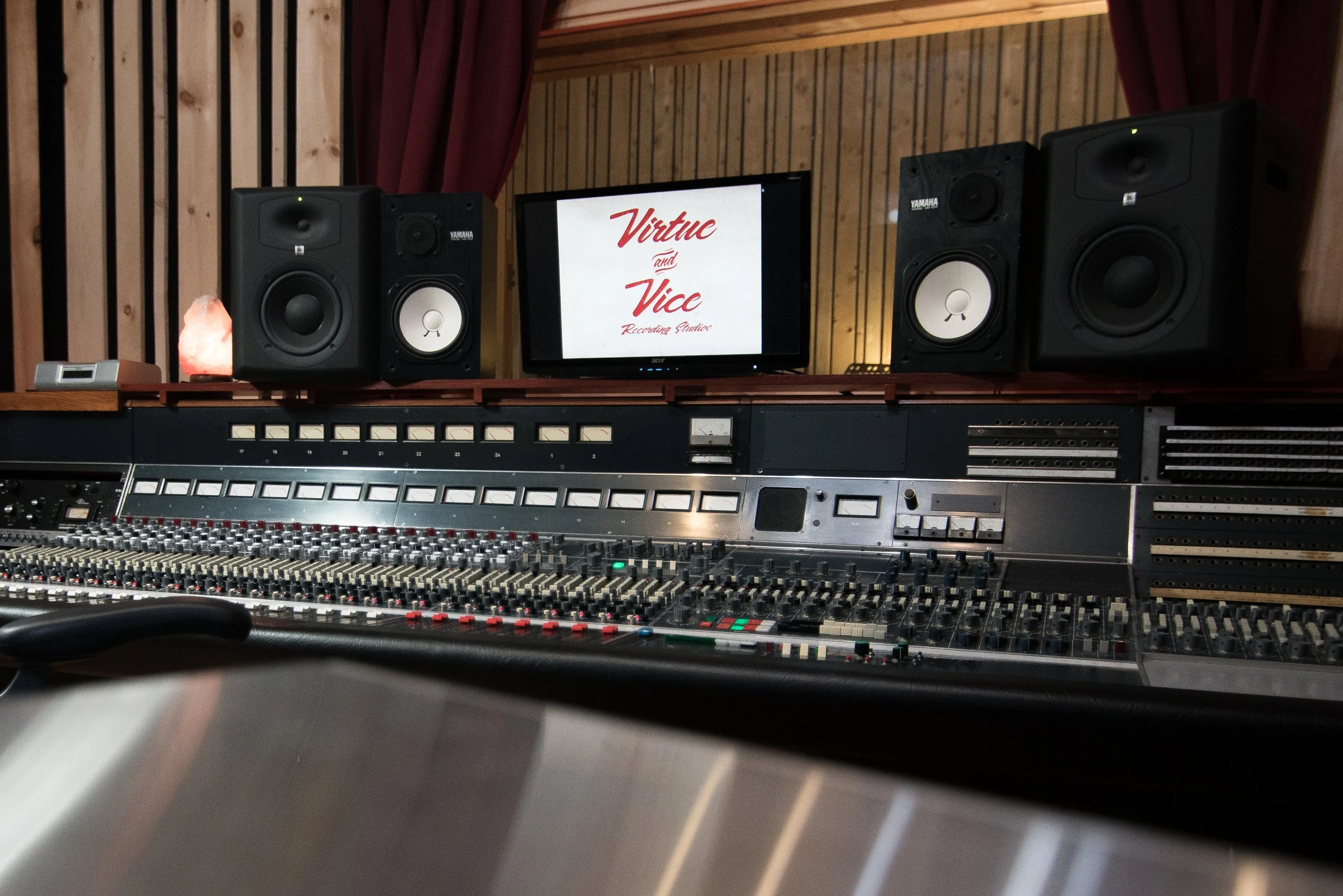 Virtue and Vice Studios Live Room Neve Console loaded with 1084s