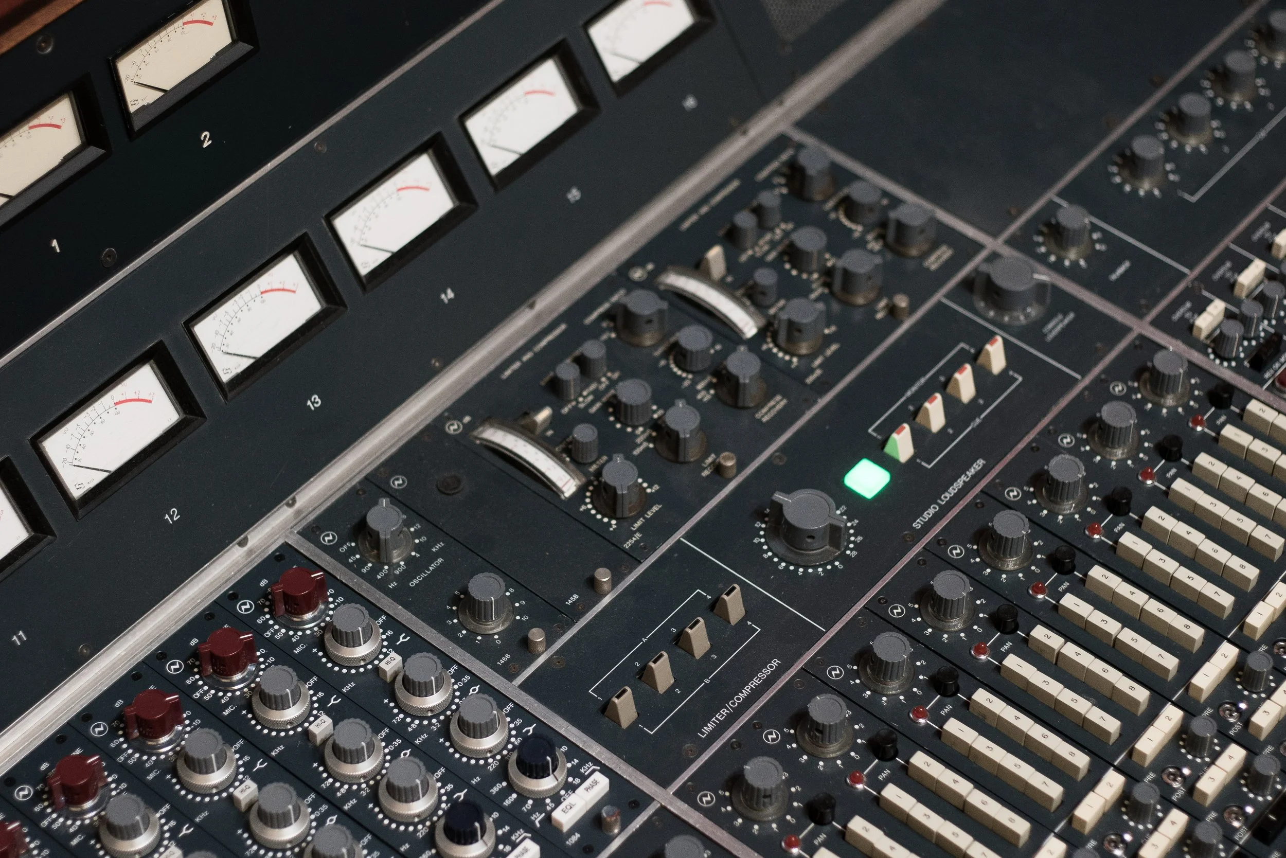 Virtue and Vice Studios Live Room Neve Console 2254 Compressors