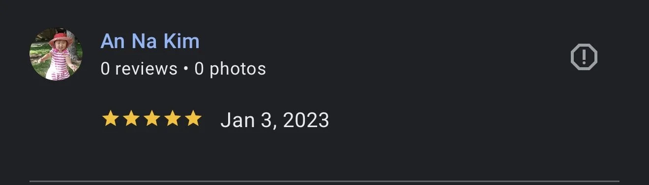 Profile review of An Na Kim with a 5-star rating dated January 3, 2023.