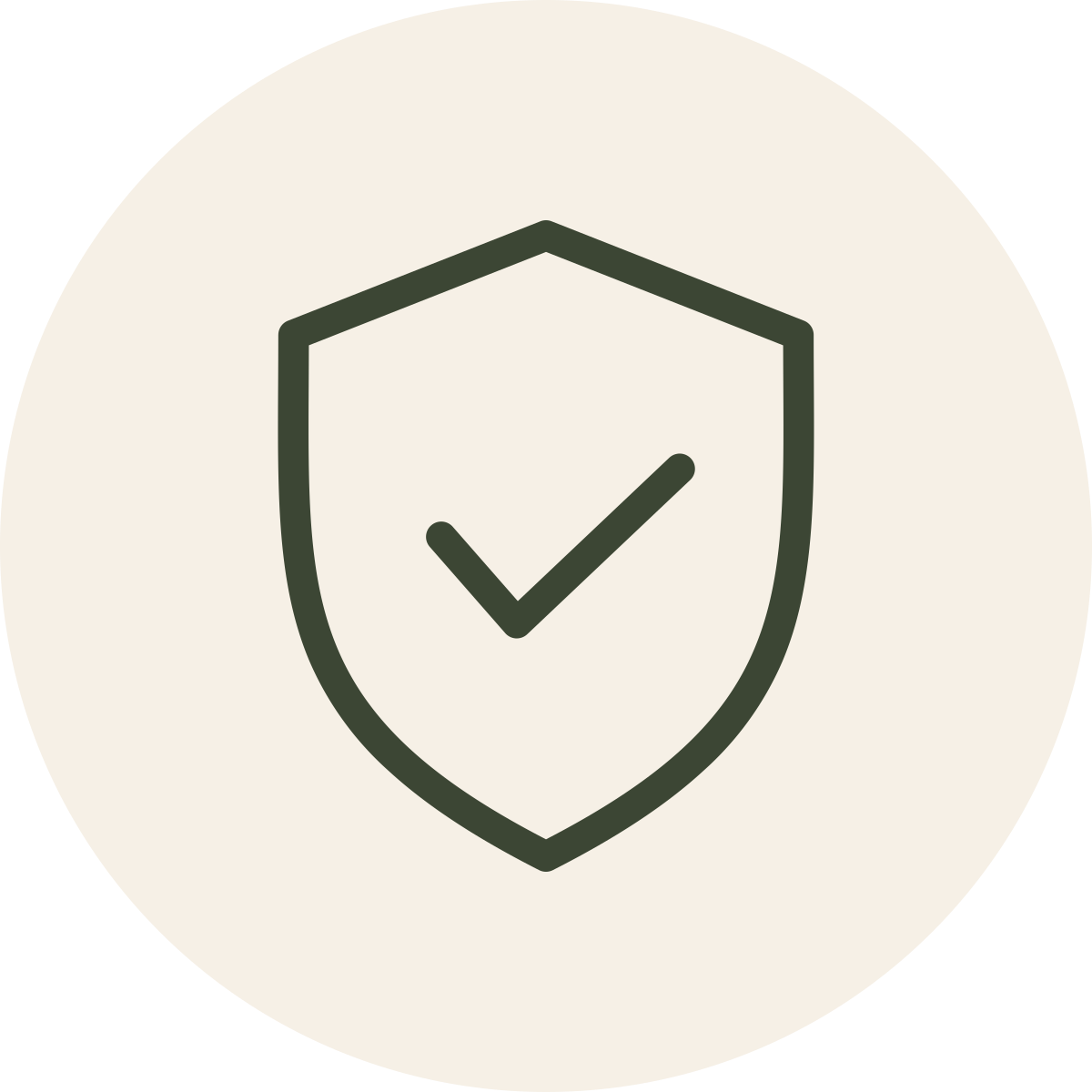 Shield icon with a checkmark inside, representing security or protection.