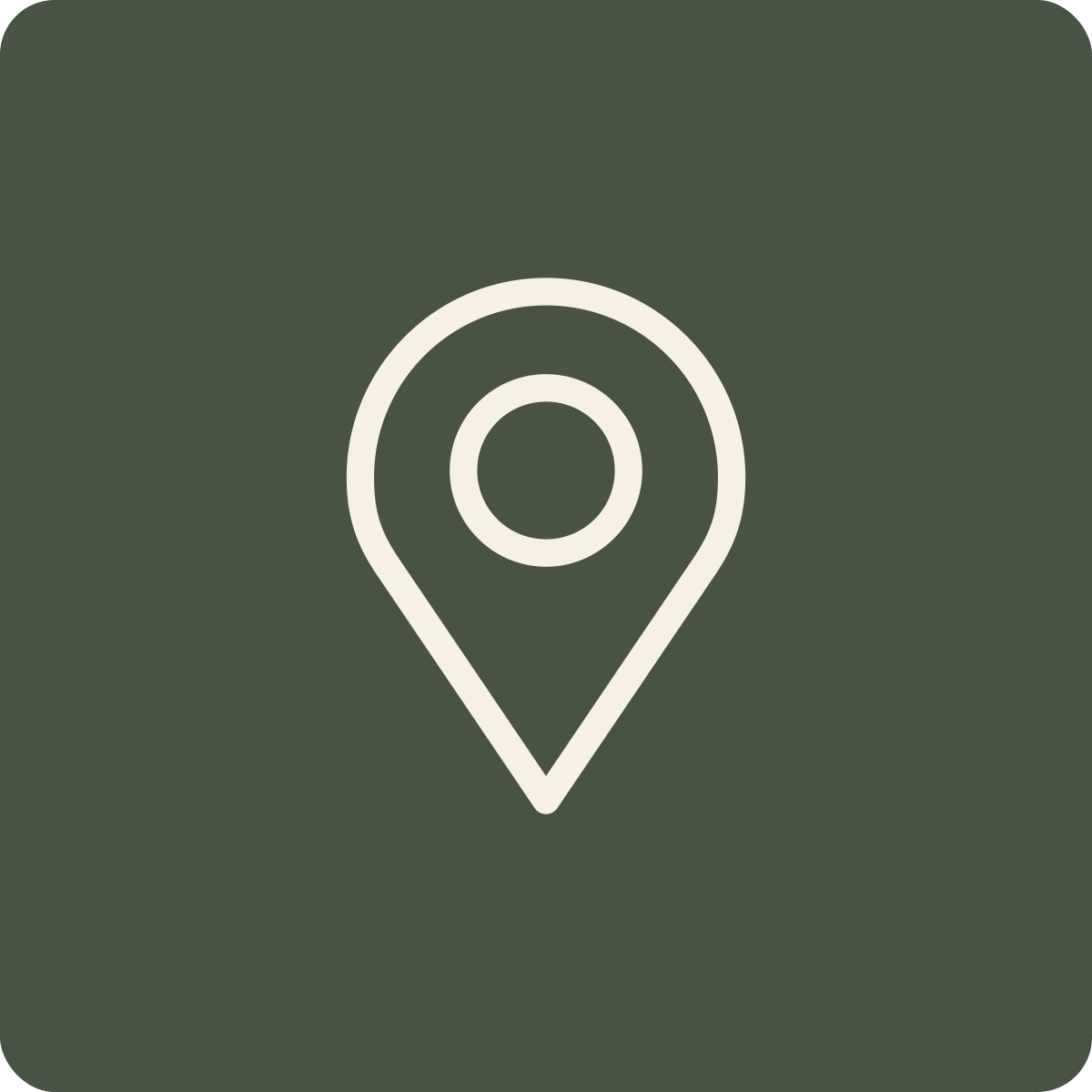Map pin icon on a dark green background.