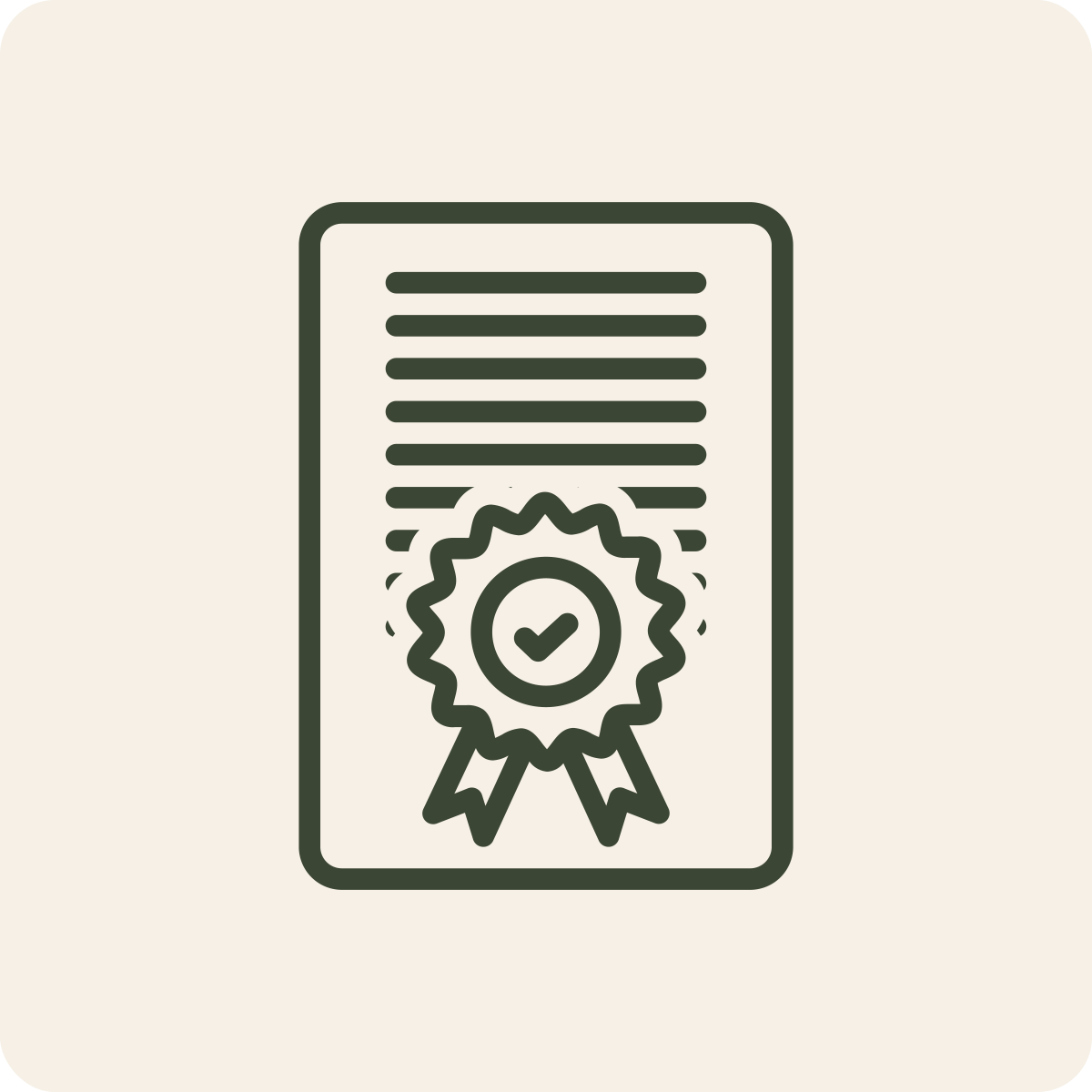 Outline of a certificate with a seal and checkmark