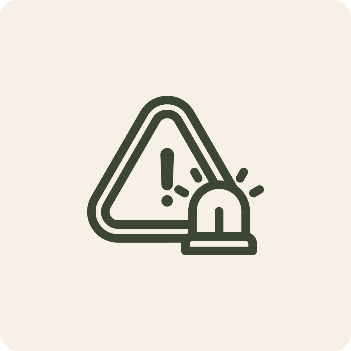 Warning icon with exclamation mark and a small door symbol.