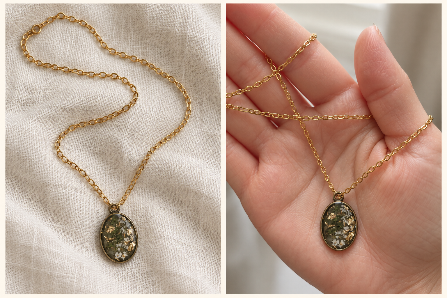 Woodland Bloom Oval Necklace