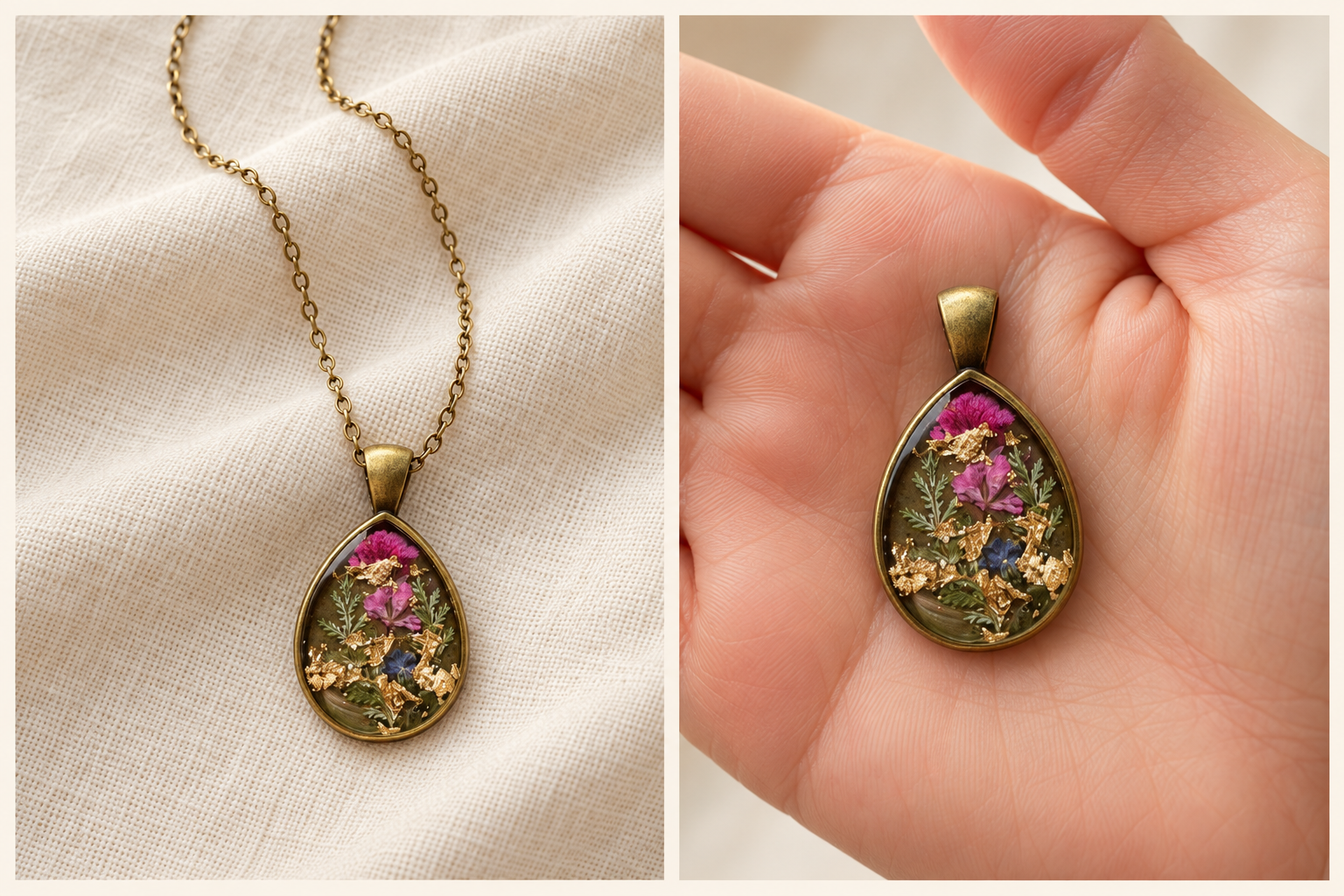 Wildflower Garden Teardrop Necklace