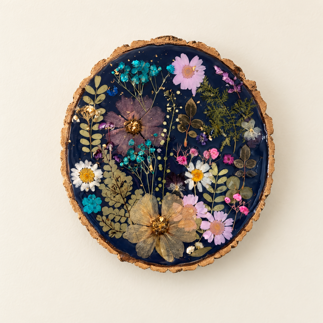Dried Flower & Wood Resin Art
