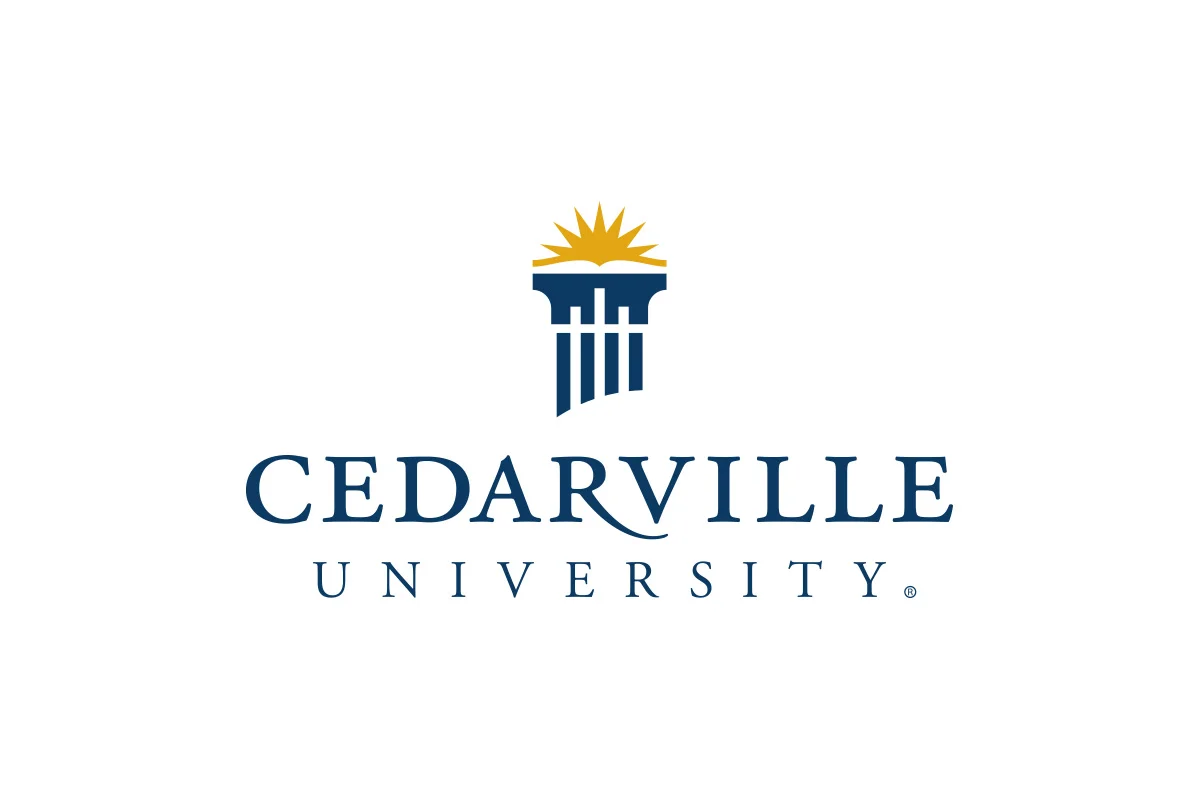 Cedarville University logo with a stylized column and a sunrise above the name.