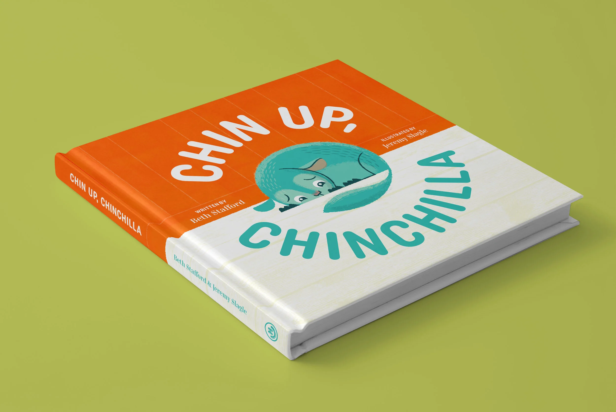 A children's book titled 'Chin Up, Chinchilla' with a cover illustration of a chinchilla lying down on a light green background.