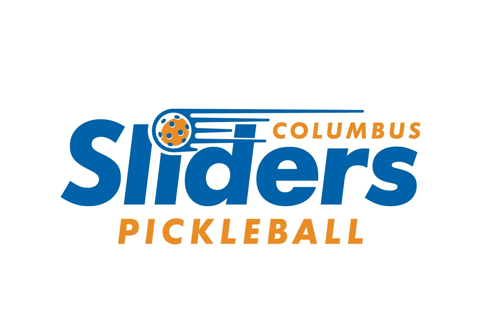 Logo for Columbus Sliders Pickleball with stylized text and a pickleball graphic
