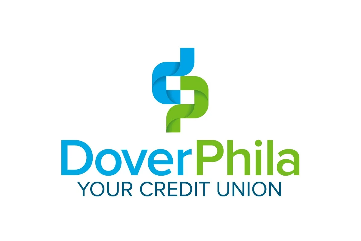 DoverPhila Your Credit Union logo featuring intertwined blue and green ribbons forming a crossed pattern with the text "DoverPhila Your Credit Union" below.