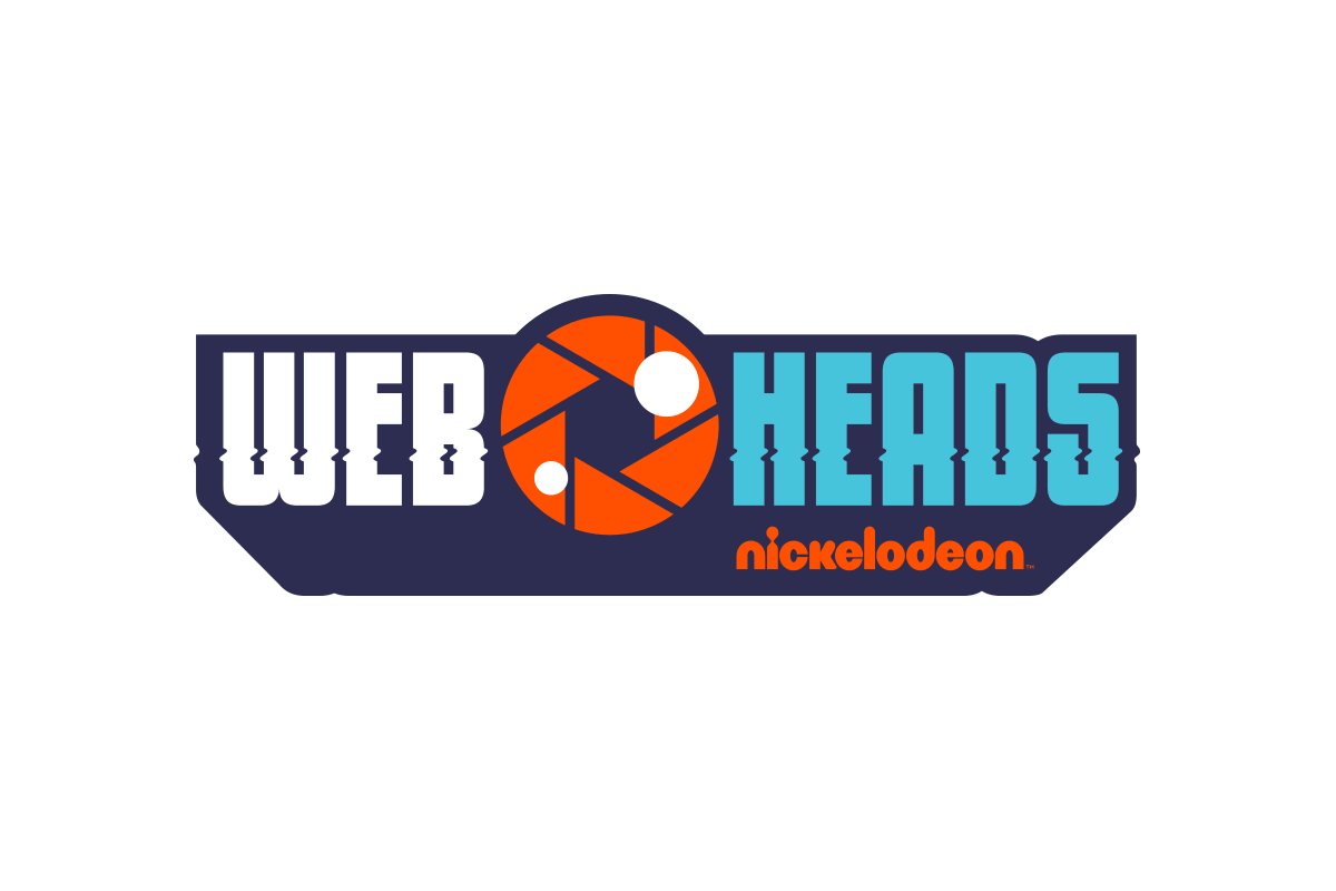 Logo for Web Heads, a collaboration between Nickelodeon and a photography or camera-themed brand, featuring stylized text and a camera shutter icon.