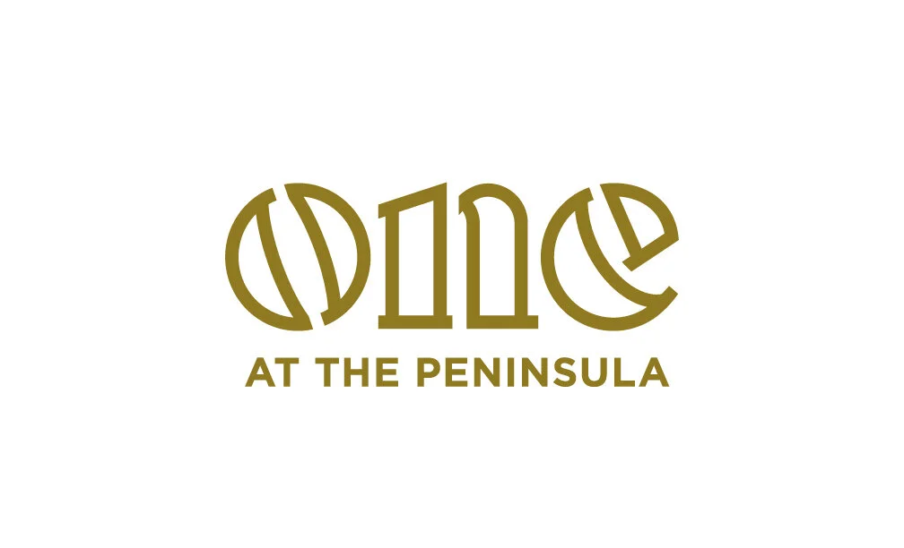 Logo with the word 'Dine' stylized in gold, and 'At the Peninsula' written below it.