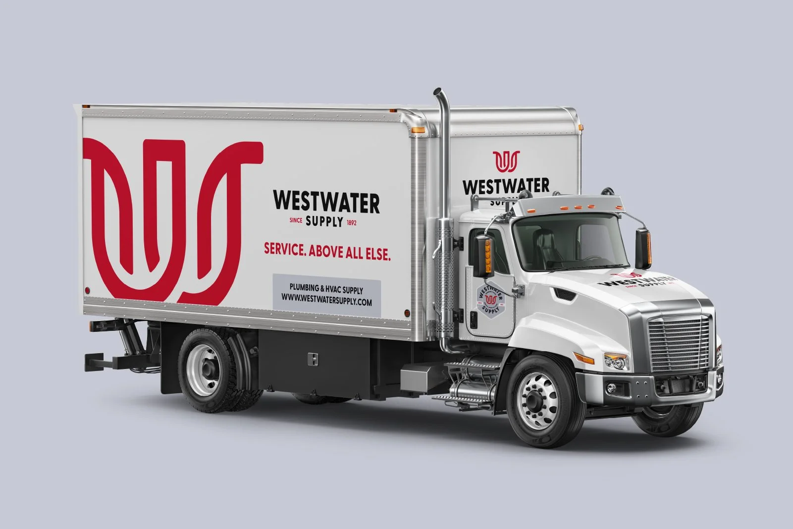 White delivery truck with Westwater Supply branding on the side