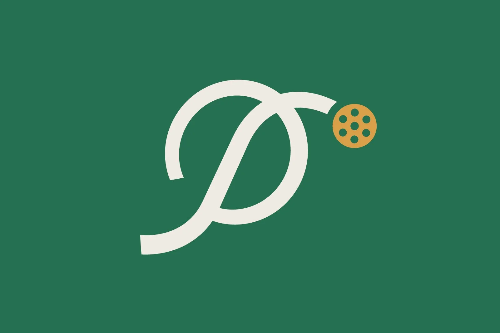A logo with stylized intertwined white letters 'D' and 'J' on a green background, with a small gold circle featuring black dots nearby.