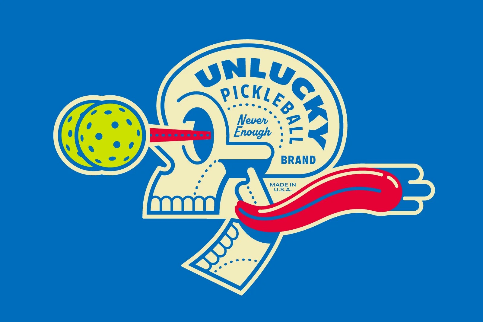Unlucky Pickleball skull Illustration t-shirt and Hoodie design