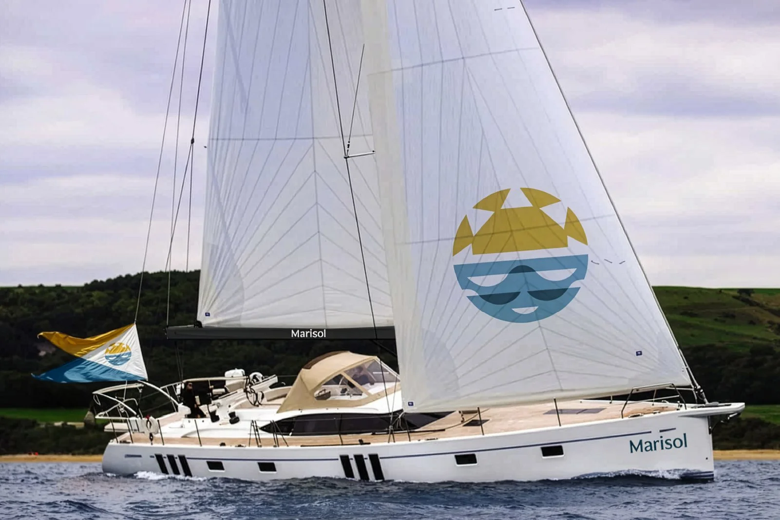 Marisol Oyster 595 logo design sailing yacht sail, burgee flag