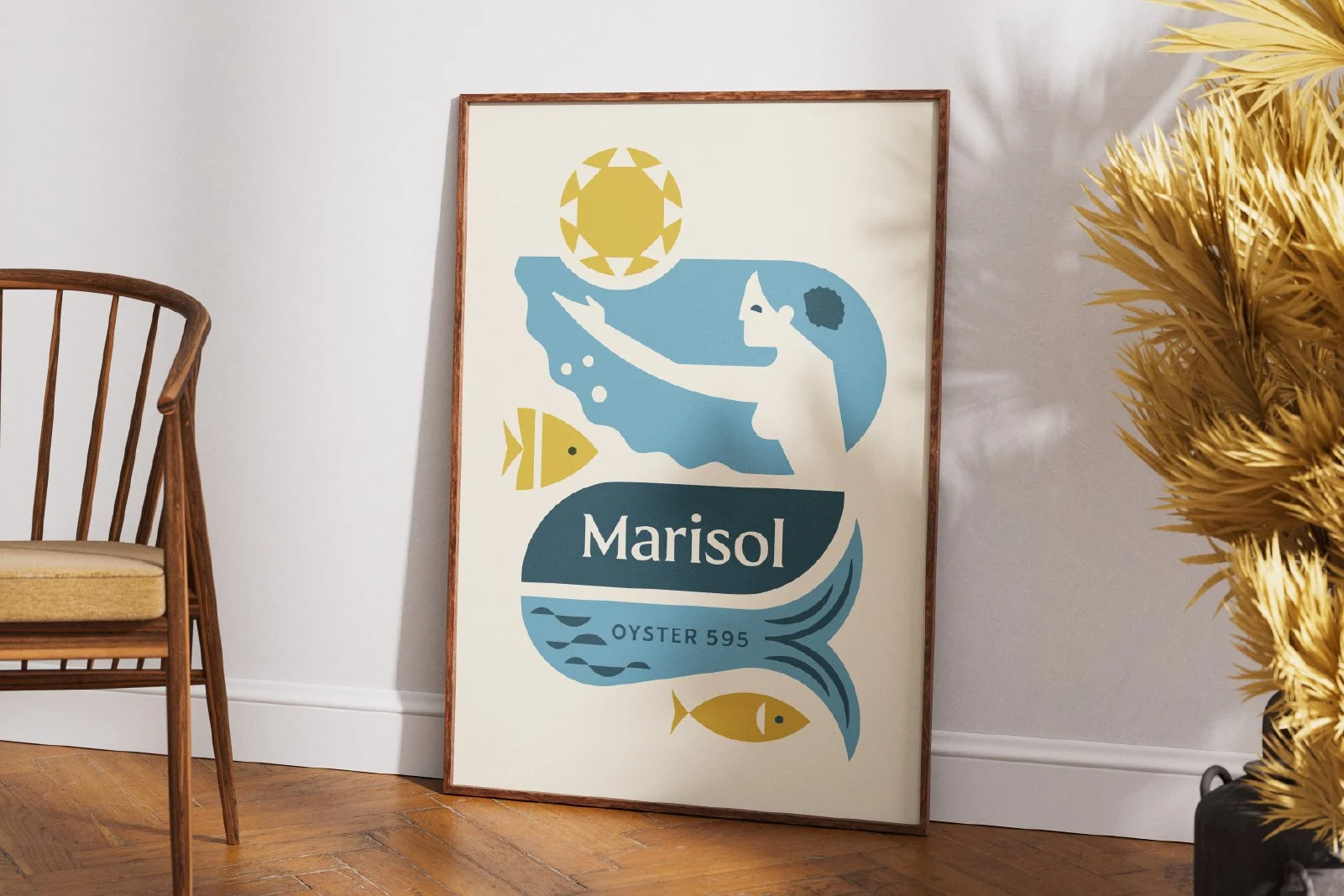 Marisol Oyster 595 logo design sailing yacht Mermaid Poster, sun, sea
