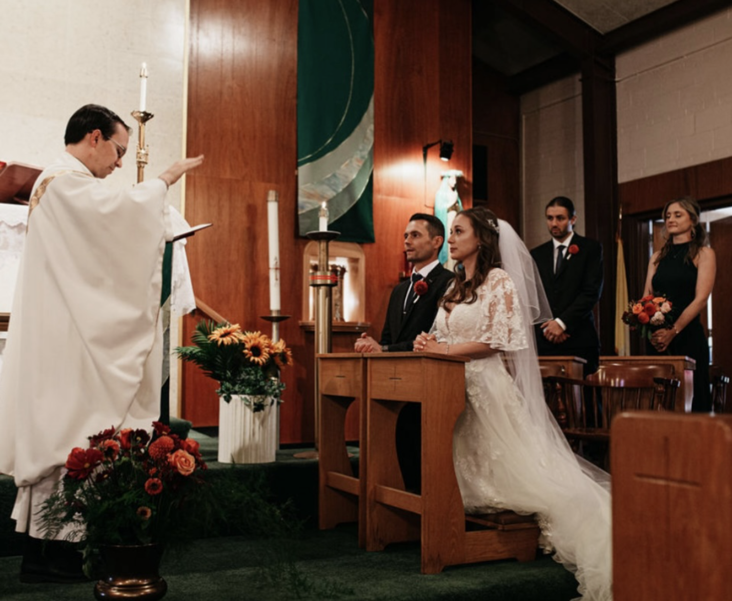 A wedding ceremony at St. Theresa's Parish in Windham, NY
