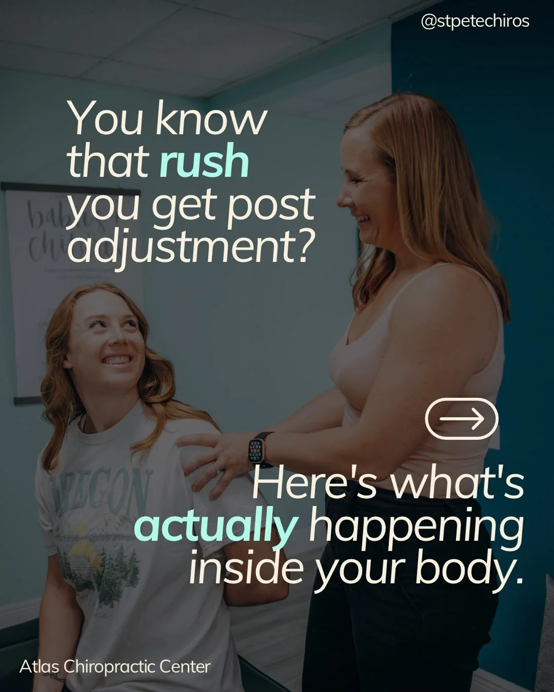 We talk a lot about pain relief, but adjustments are doing so much more behind the scenes than most people realize. Your body is capable of some pretty incredible things when it's given the chance to function the way it was designed to.

📌This is th