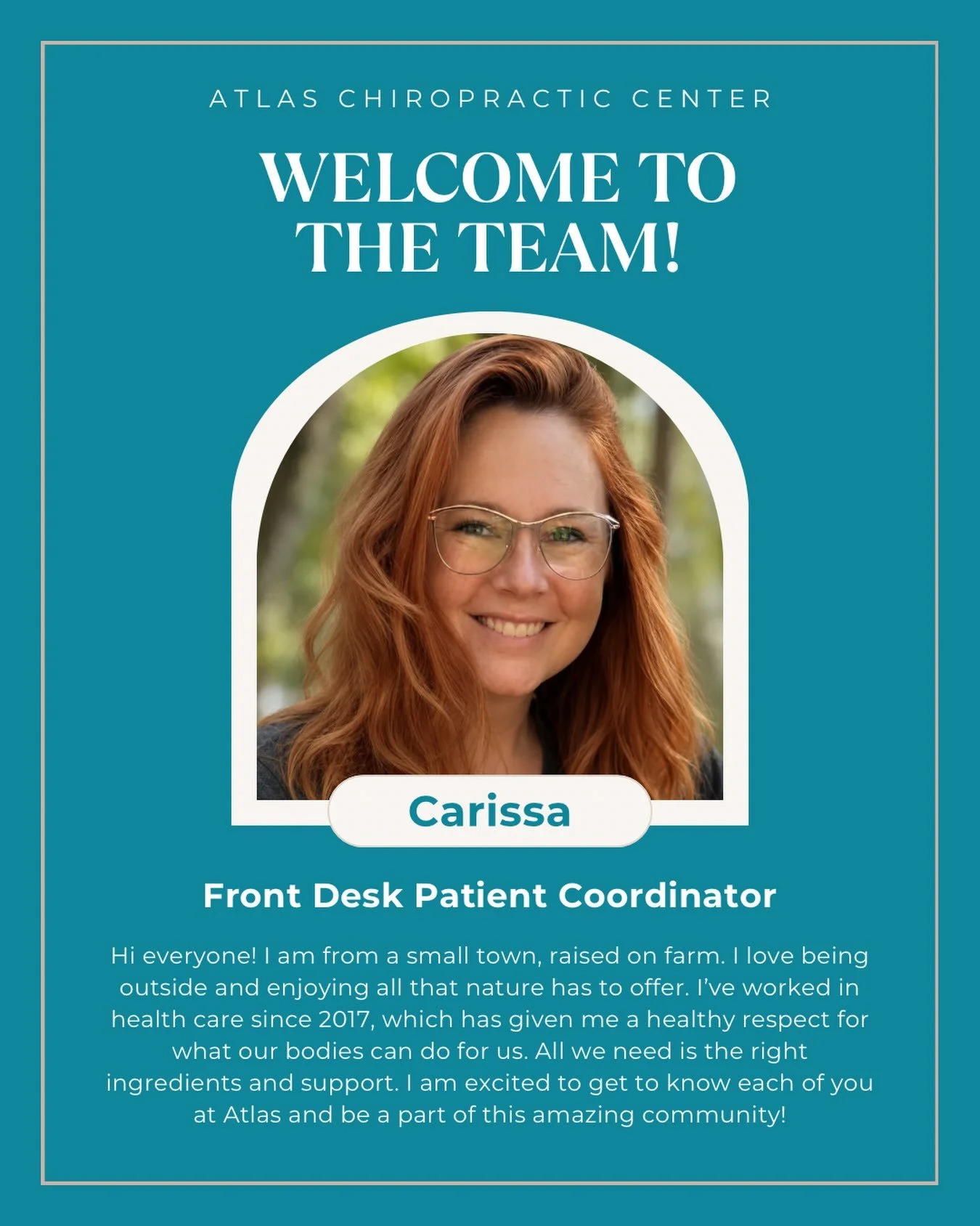 Some of you have already gotten to meet her, but for those who haven't, Carissa is our new Front Desk Receptionist &amp; Patient Coordinator🎉

She is here to help you with all your scheduling needs and support around the office. Make sure to say hel
