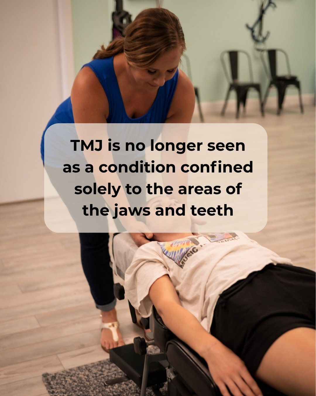 TMJ is not just the jaw. It's a whole system. 🩵

That clicking, popping, or tightness in your jaw doesn't start and end there. It's connected to your neck, your posture, the way your spine holds tension from twelve hours a day at a desk or hunched o