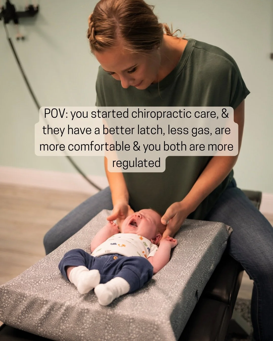 POV: you started chiropractic care for your baby, and suddenly things click 🩵

Better latch. Less gas. A baby who actually settles instead of fighting sleep. And you finally exhaling too.

Here's what's happening: birth is a big first ask on a tiny 