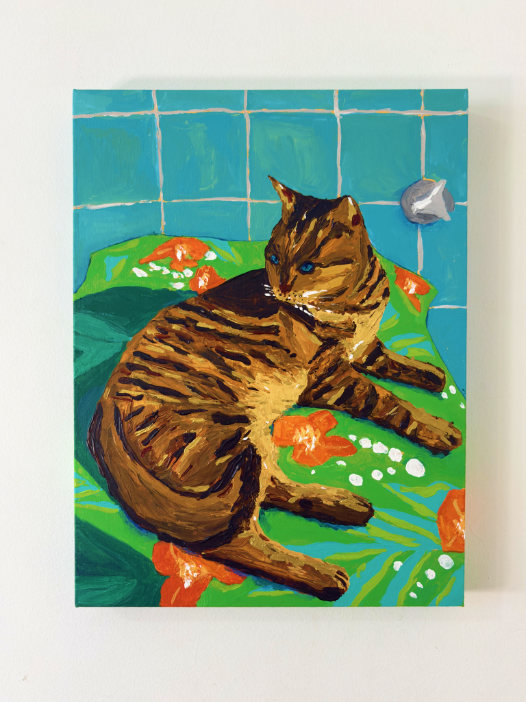 Gato sobre flores