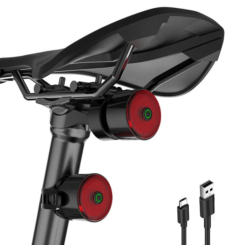 Smart brake-sensing LED bicycle rear light with Type-C charging