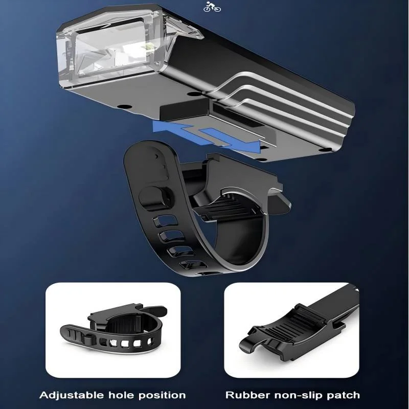 LED bicycle front light with adjustable handlebar mounting bracket
