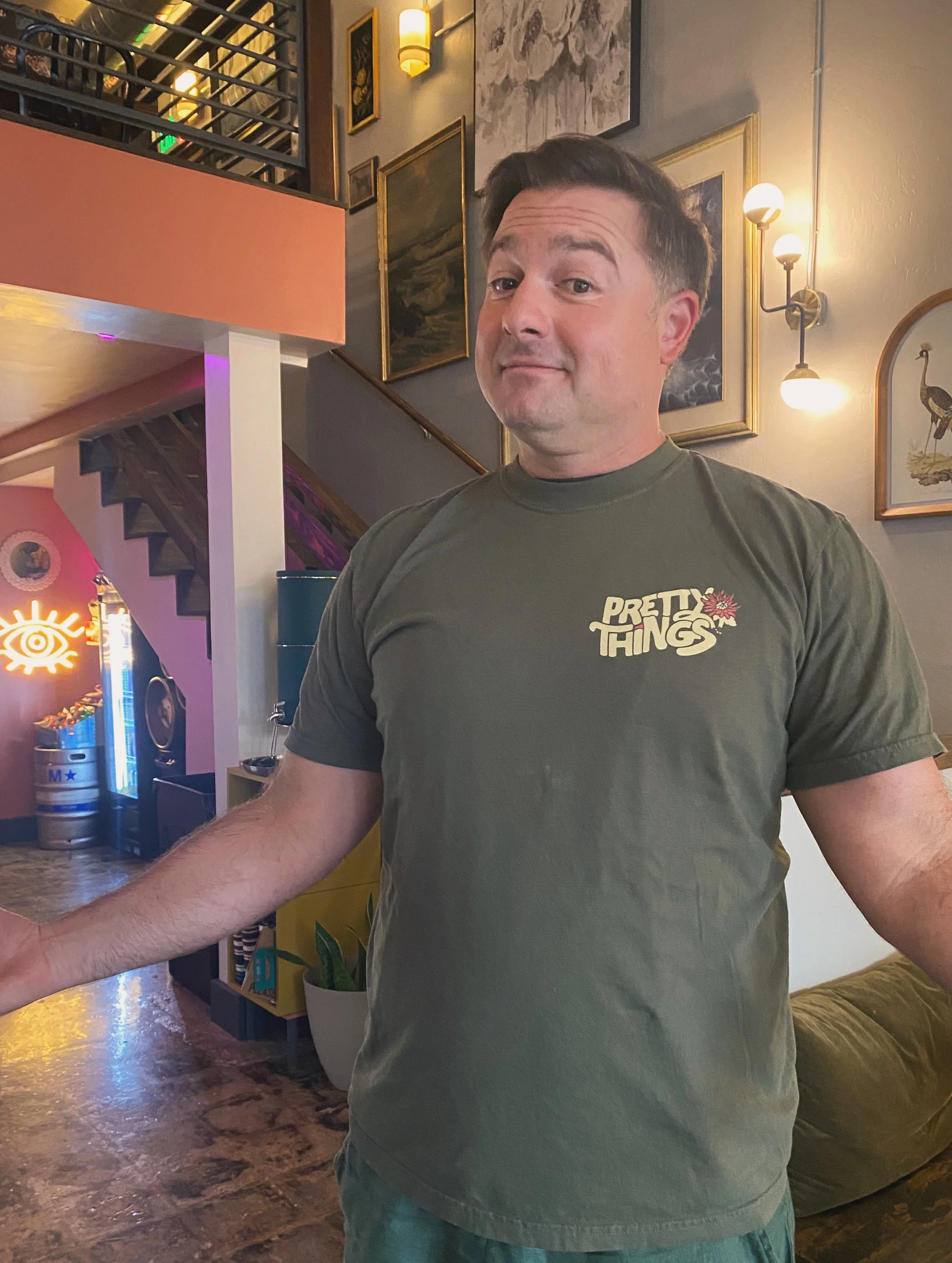 We, Pretty Things, are beyond pleasured to announce that our first run of limited T-shirts are here! The iconic Pretty Things logos (by @finish.line.studio) adorn the front and back, hyper-locally printed (@rennerscreenprinting) on Comfort Colors 100