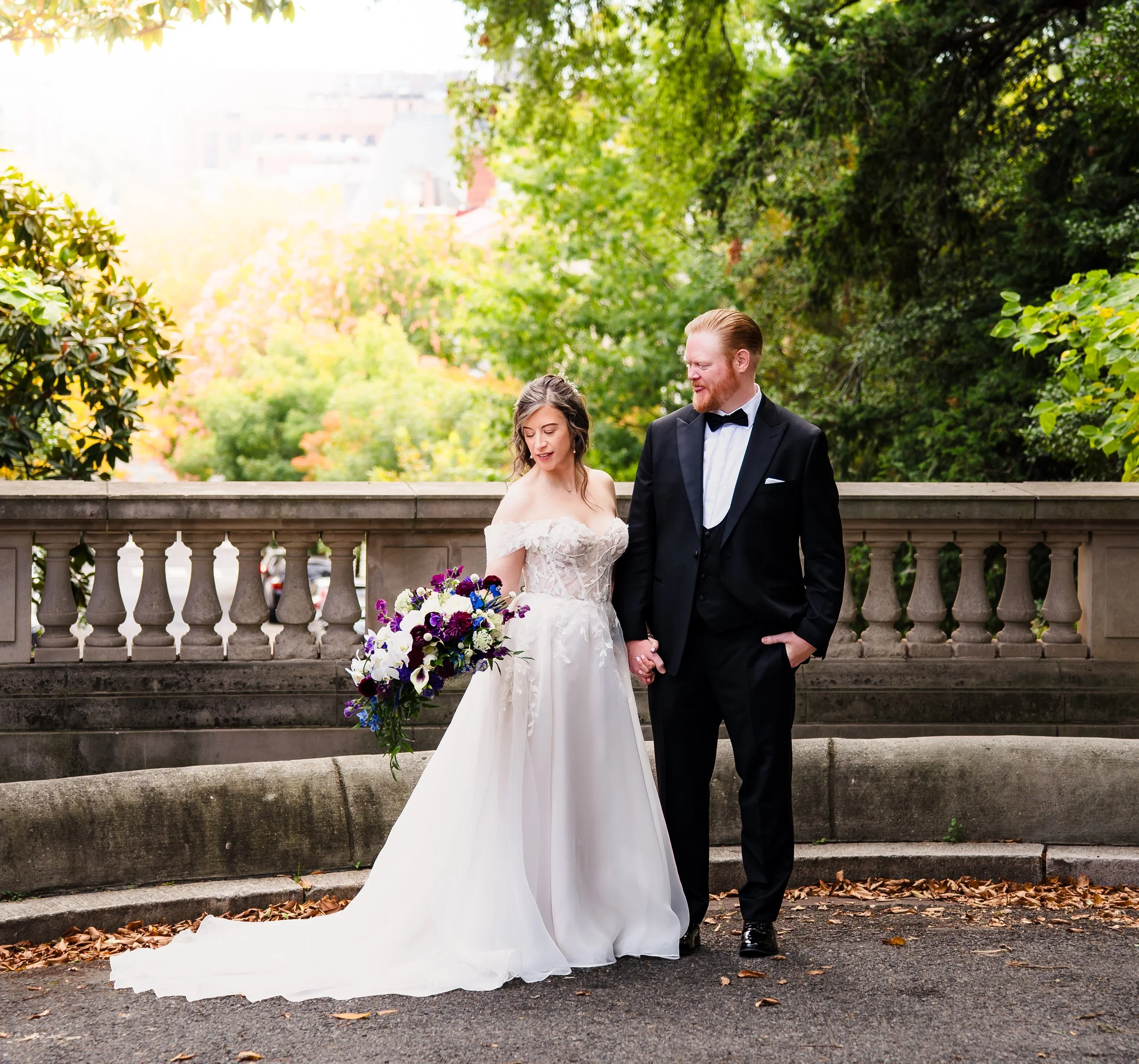 bride and groom couples portraits at the spanish steps in washington dc