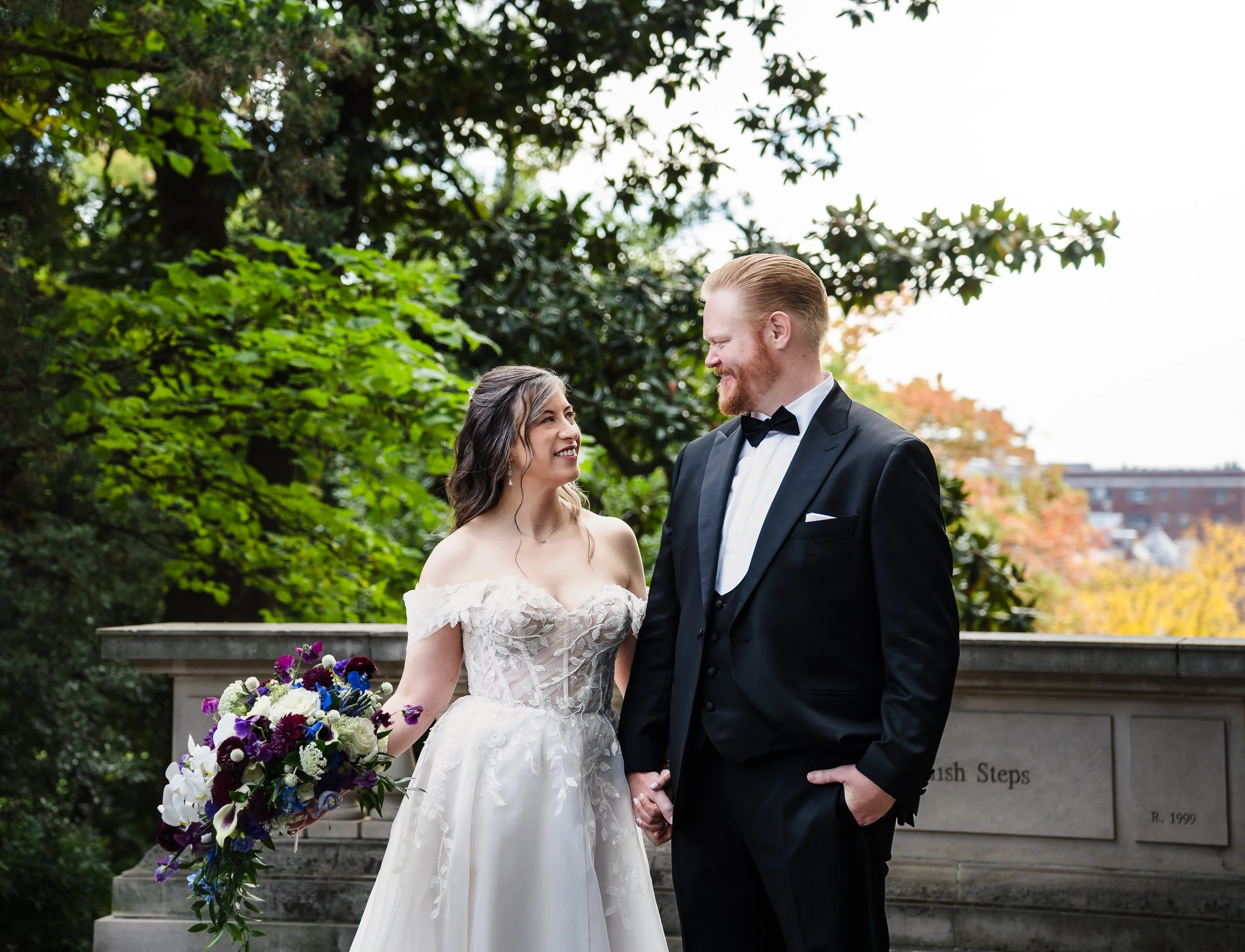 Couples portraits at the spanish steps in Georgetown Washington dc