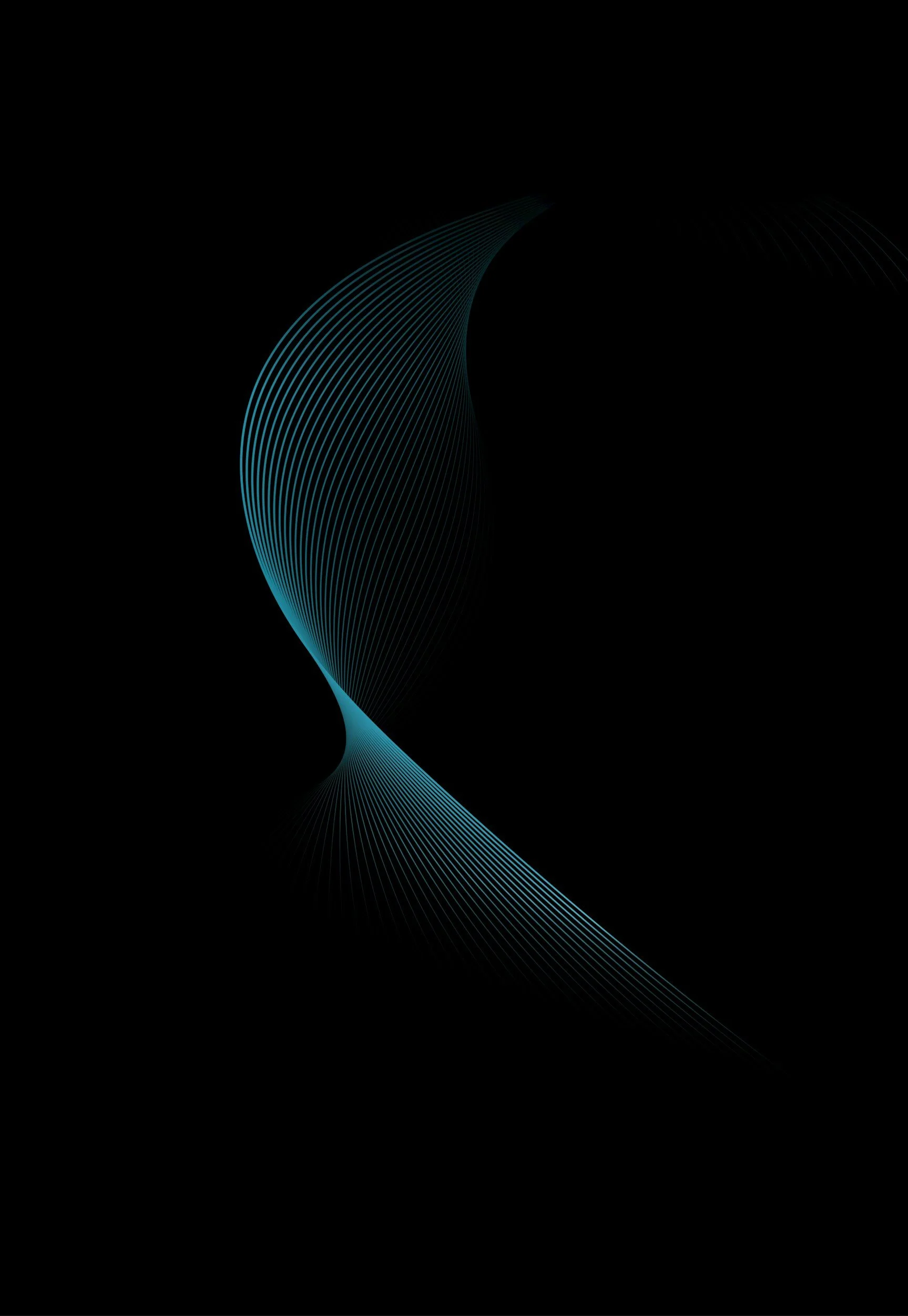 Abstract digital art featuring flowing, curved lines in blue against a black background.