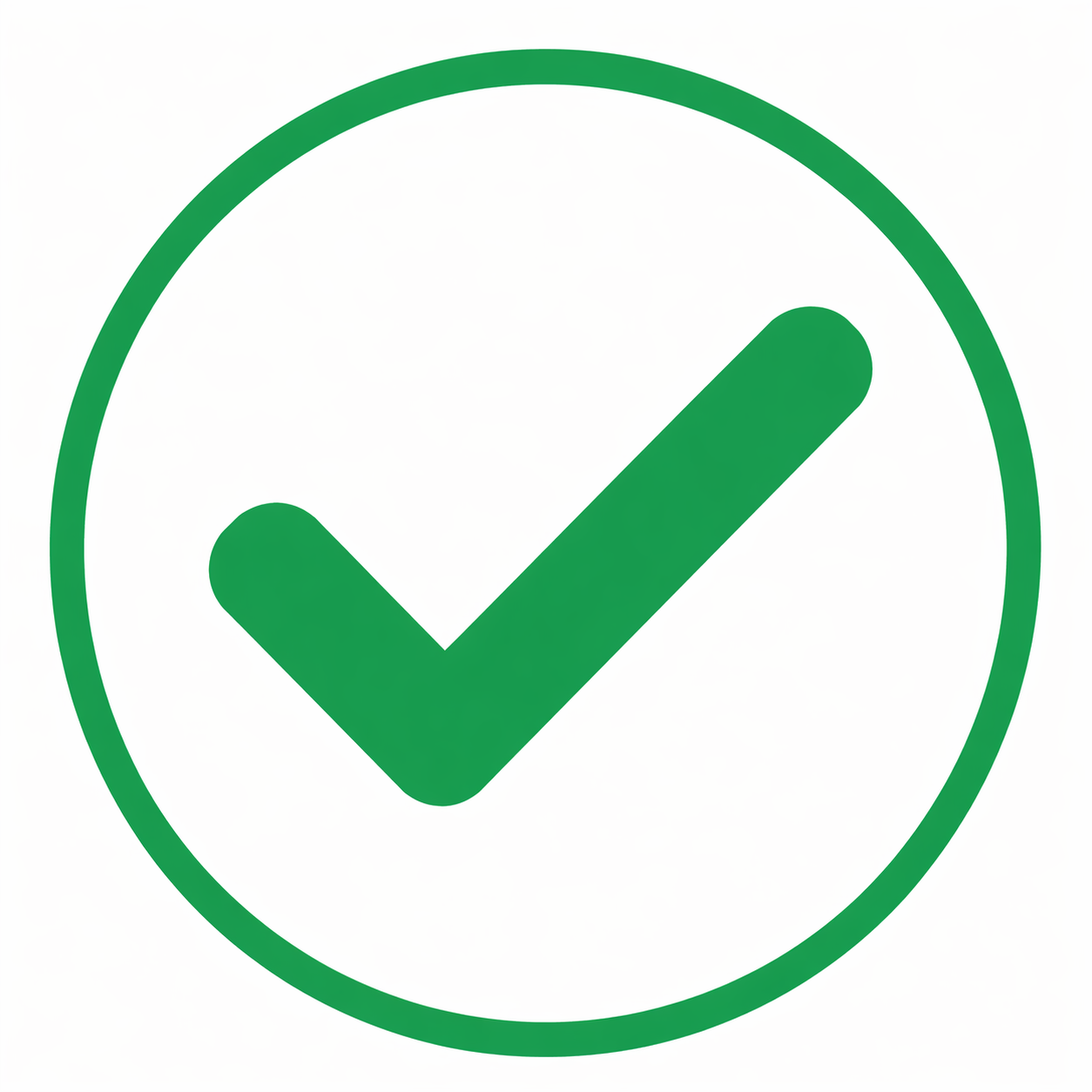 Green checkmark inside a circle on a white background.
