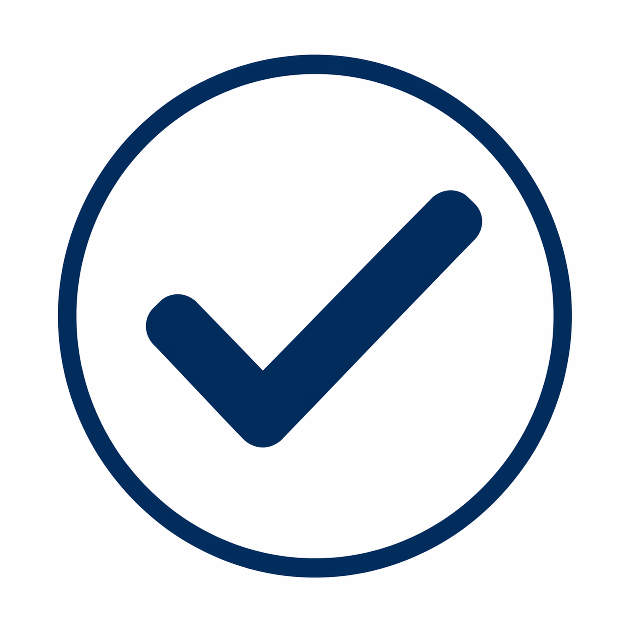 A blue checkmark inside a white circle, indicating confirmation or approval.