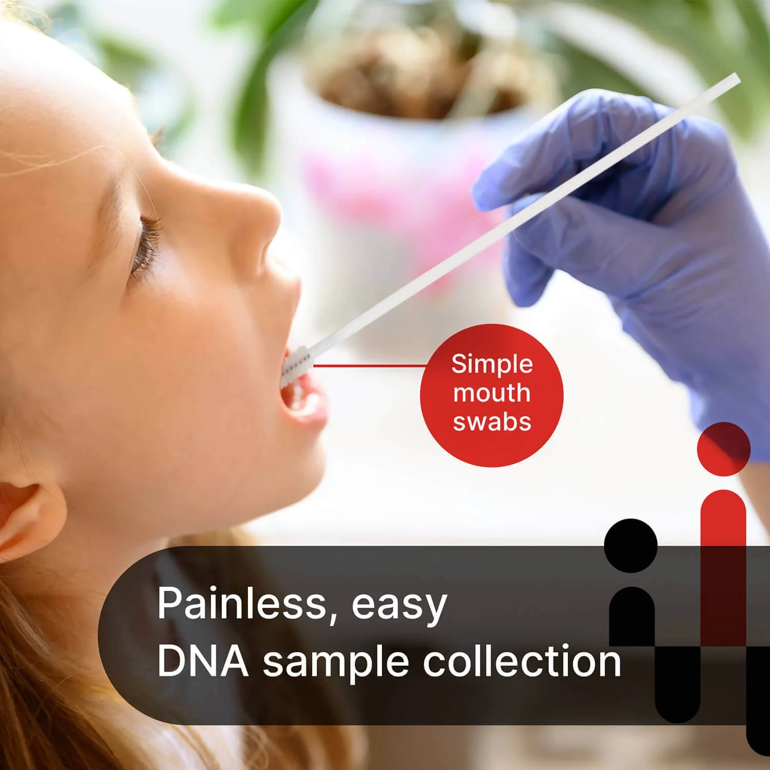(cheek) swab sample collection for DNA testing, with a healthcare worker wearing gloves holding the swab near the person's open mouth, highlighting the process of painless, easy DNA samples in Danbury CT Legal and Non Legal