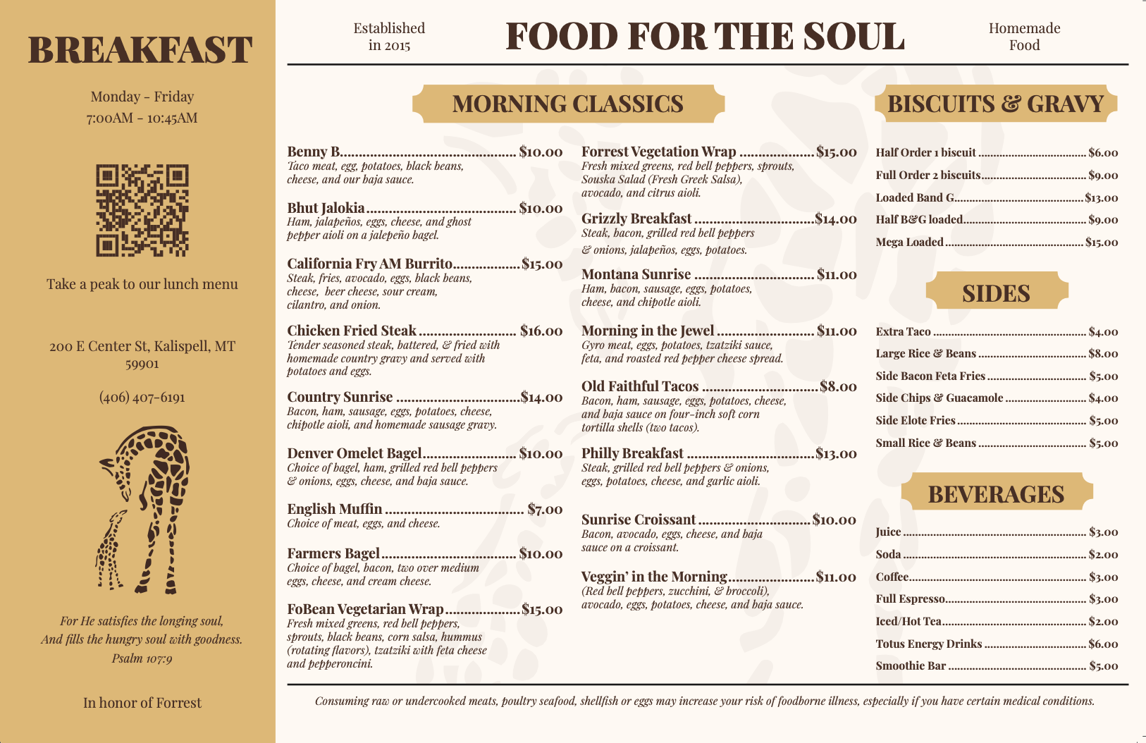Menu Redesign - Food For The Soul
