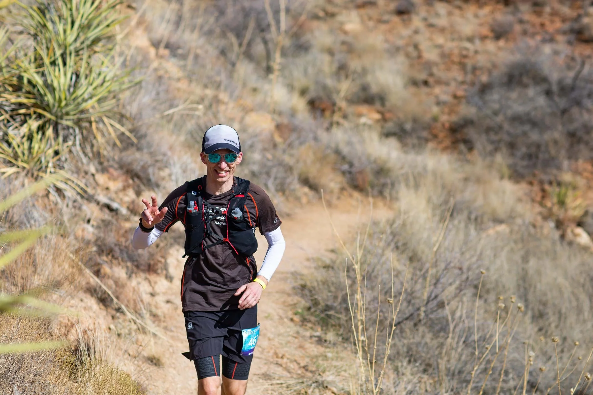 An action shot during an endurance event of Kevin Cox, I3 Human Performance ultra and endurance coach.