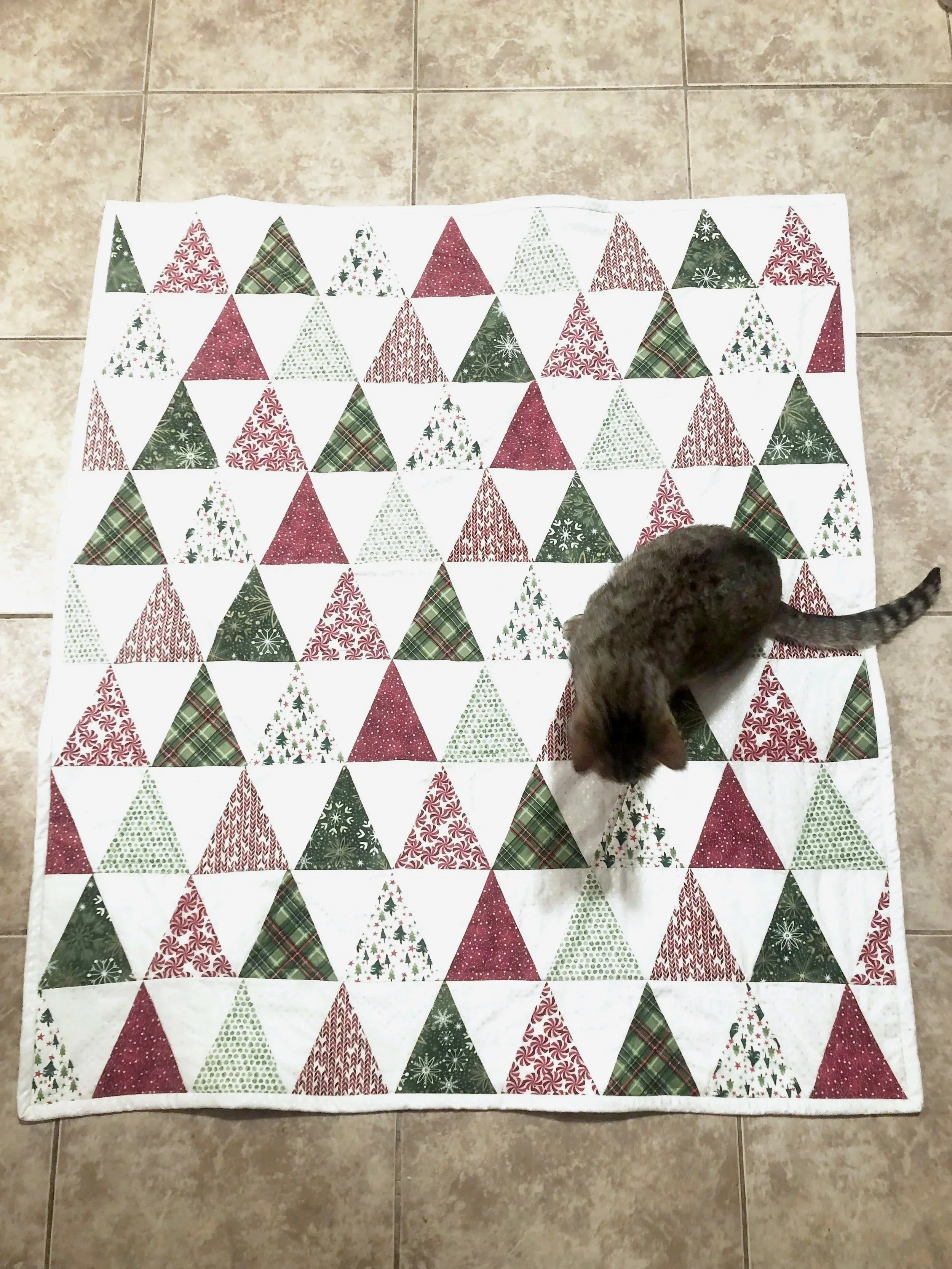 A Christmas quilt. 