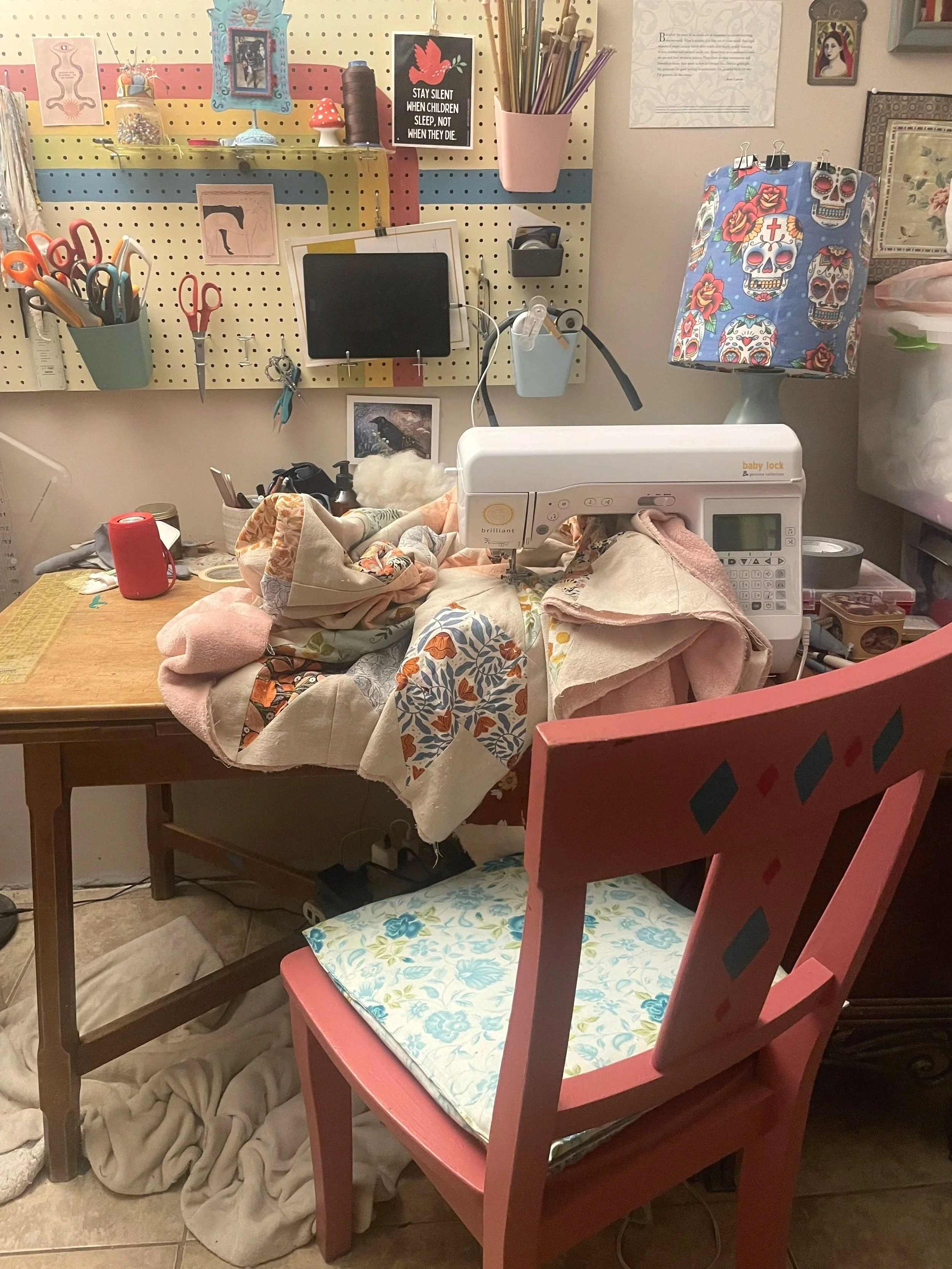 Yep, my work sometimes just sits like this at my sewing table.
