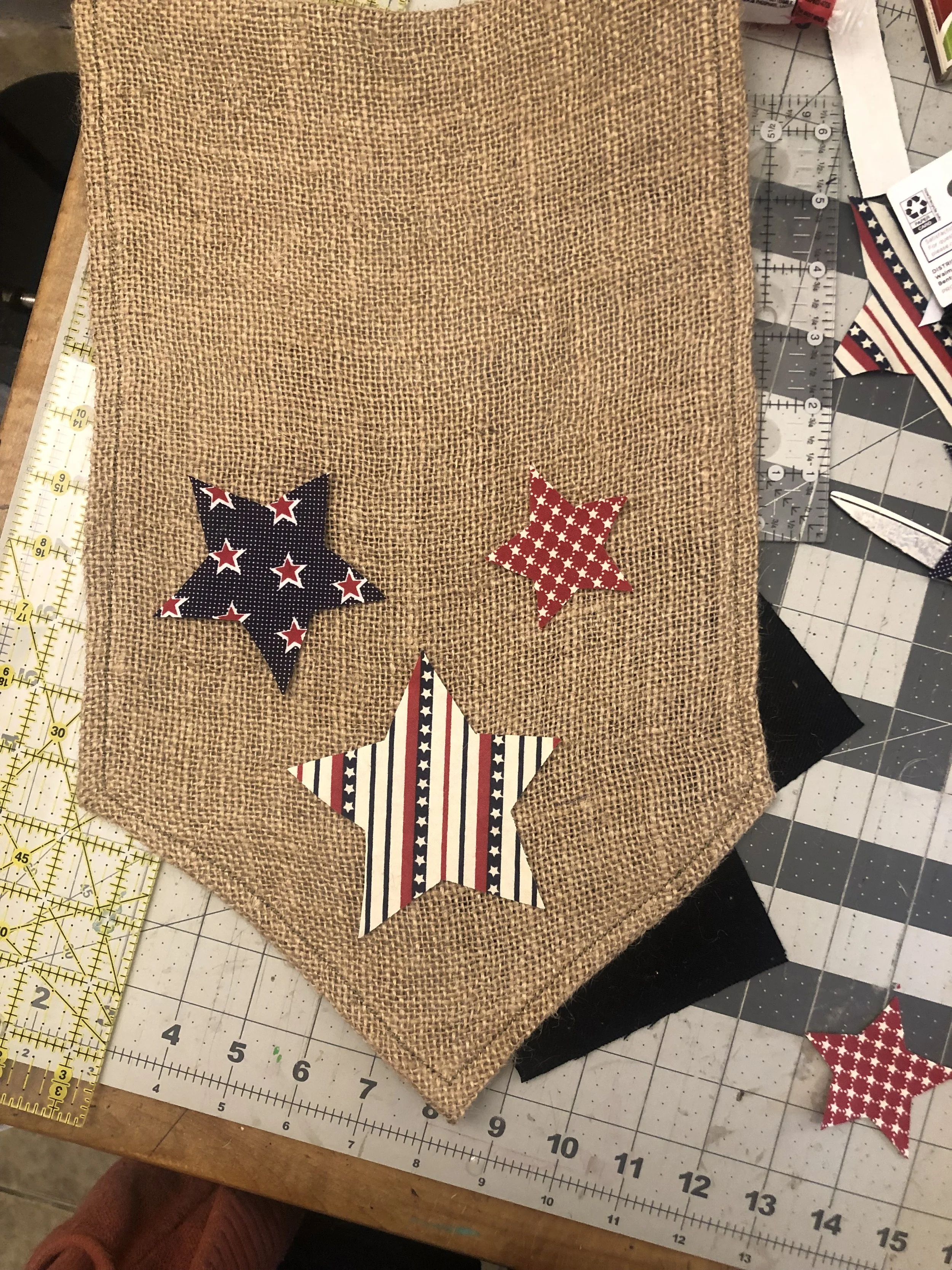 Burlap bunting. 