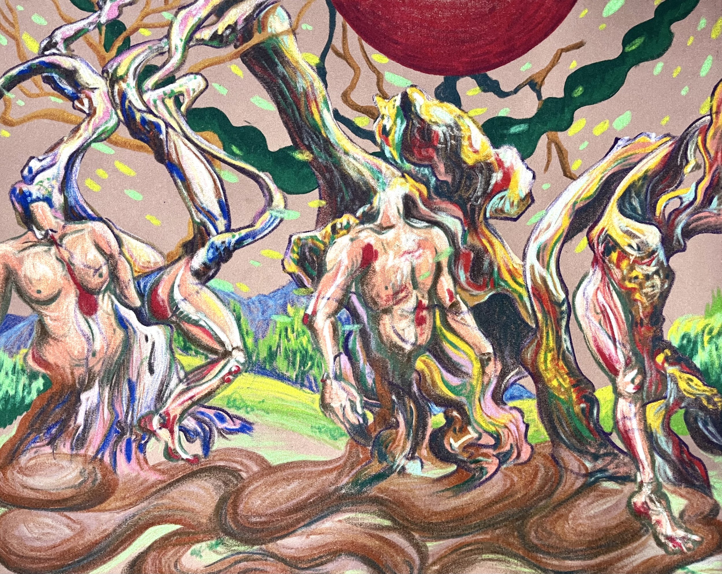 굳세게 맞이하는. 2022, 펠트에 오일파스텔, 90x110cm.jpeg